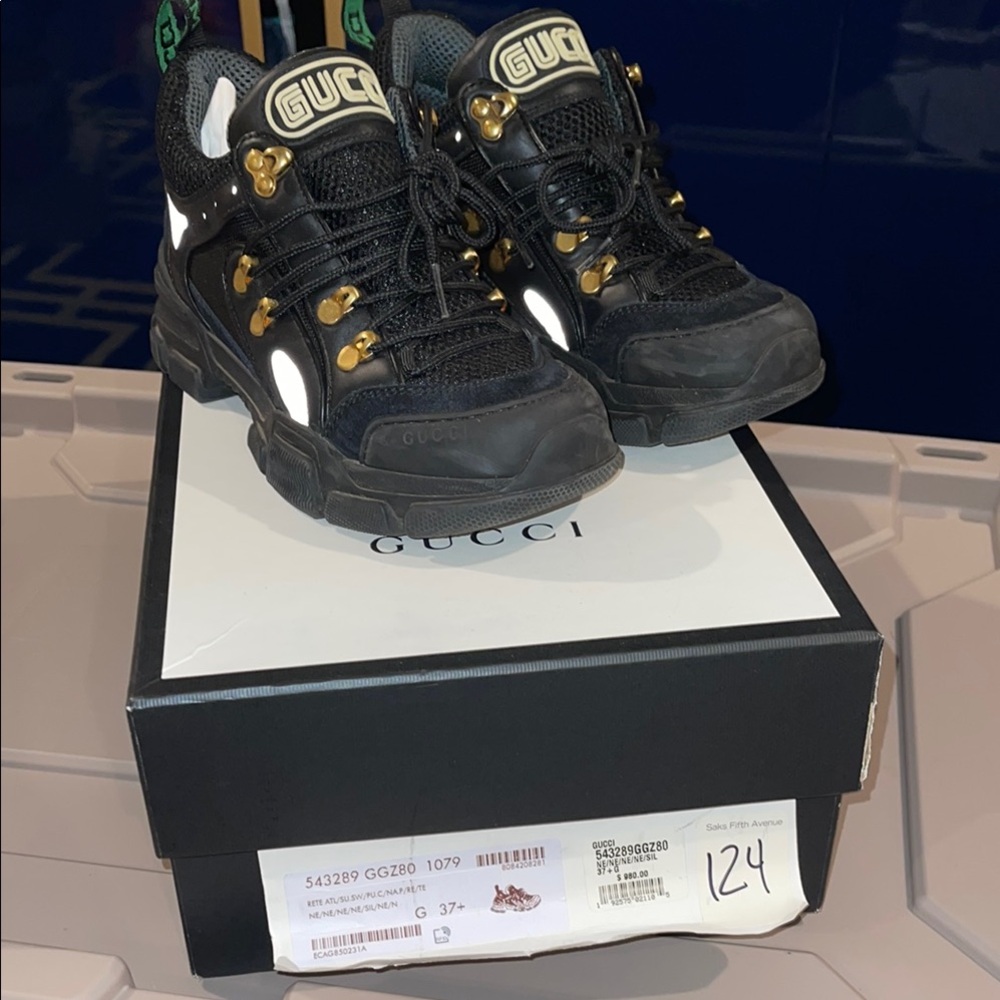Gucci Black and Gold Designer Sneakers